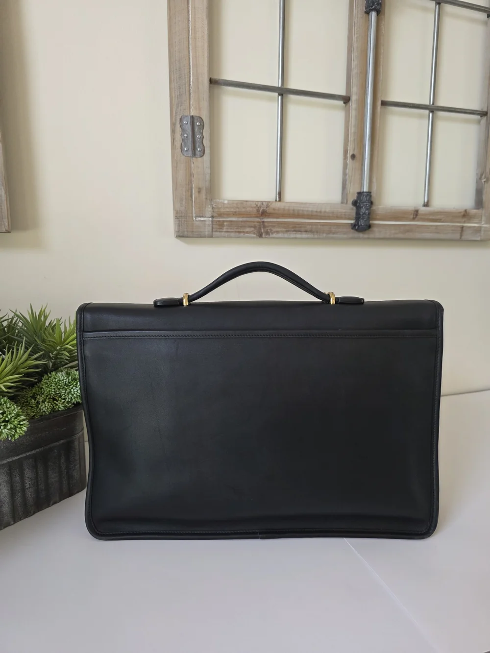 Coach Lexington Briefcase Messenger Bag Black Leather Laptop Work Bag